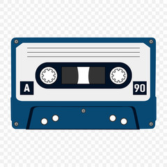 Vintage audio cassette on an isolated background. Vector illustration
