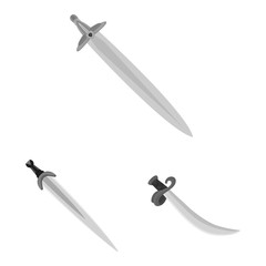 Vector illustration of sharp and blade icon. Set of sharp and dagger vector icon for stock.
