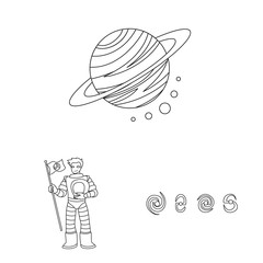 Vector design of space and galaxy logo. Collection of space and travels vector icon for stock.