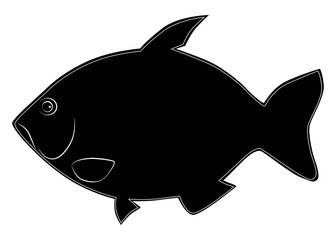 Silhouette of a fish with outlines of white lines.