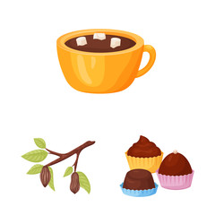 Isolated object of cocoa and beans symbol. Collection of cocoa and sweetness vector icon for stock.