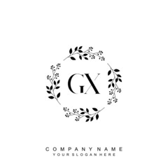 letter GX surrounded by beautiful and elegant flowers and leaves. Wedding monogram logo template. Fashion Logo template Vectors,