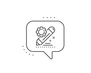Project edit line icon. Chat bubble design. Settings management sign. Pencil symbol. Outline concept. Thin line project edit icon. Vector