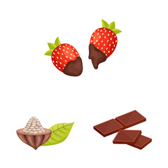 Vector design of cocoa and beans icon. Set of cocoa and sweetness stock vector illustration.