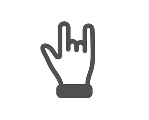 Two fingers palm sign. Horns hand icon. Gesture symbol. Classic flat style. Simple horns hand icon. Vector