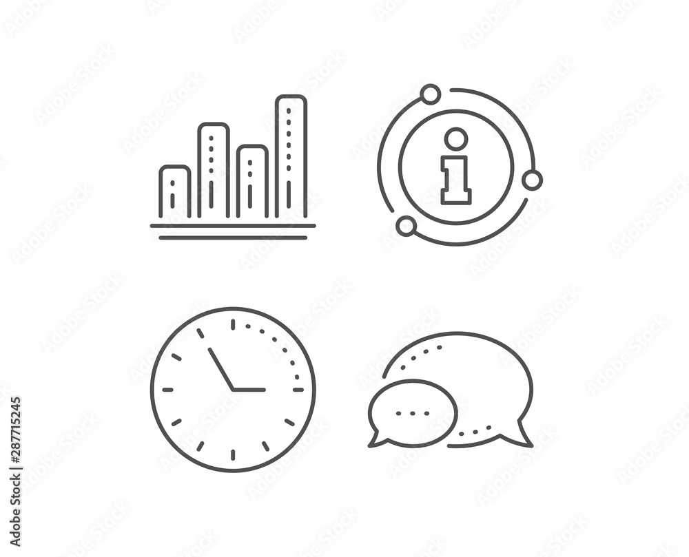 Poster graph line icon. chat bubble, info sign elements. column chart sign. growth diagram symbol. linear g