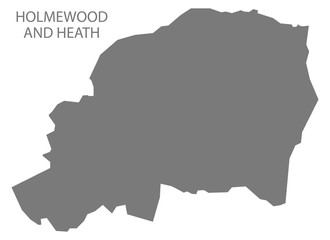 Holmewood and Heath grey ward map of North East Derbyshire district in East Midlands England UK