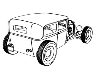 sketch of a sports car roadster isolated vector