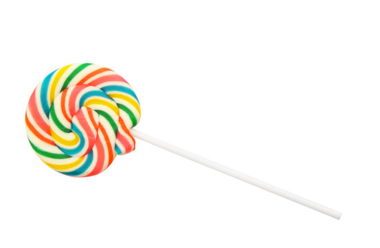 Colorful sweet lollipop isolated on white background