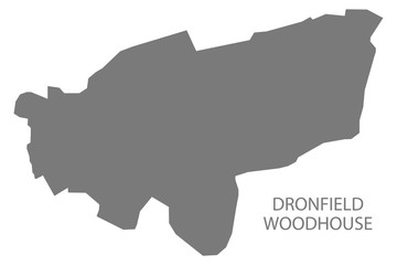 Dronfield Woodhouse grey ward map of North East Derbyshire district in East Midlands England UK