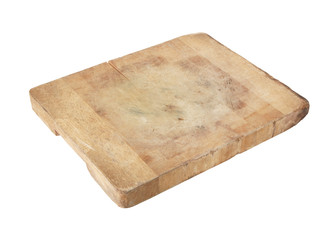 Old grunge cutting board on white background