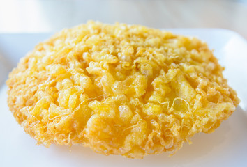crispy omlete, fried egg thai style food.