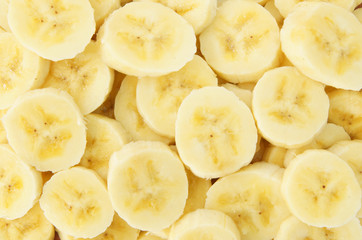 Banana slices close up