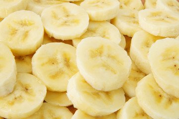 Banana slices close up