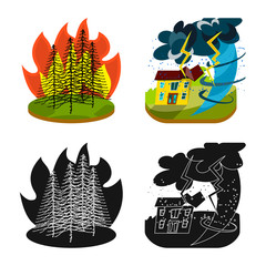 Vector illustration of weather and distress logo. Collection of weather and crash stock vector illustration.