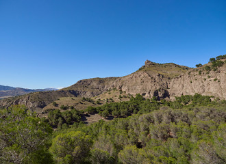 El Santo Peak in the Raja Ancha Recreation Area near Pizarro from the Footpath below the Mountain, Andalucia, Spain