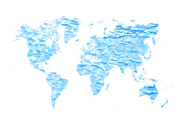 Fototapeta na wymiar world map made of blue water concept