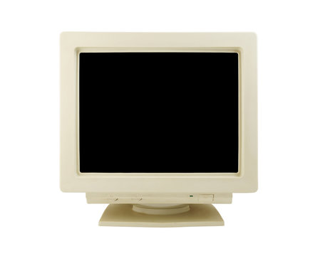 Old CRT monitor isolated on white background