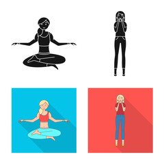 Vector illustration of posture and mood sign. Collection of posture and female vector icon for stock.