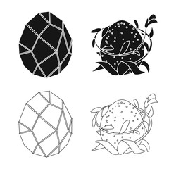 Vector design of animal and prehistoric sign. Set of animal and cute stock symbol for web.