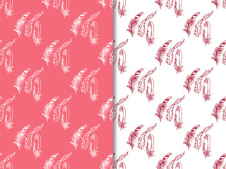 Mockingjay feather seamless pattern hand drawn sketch