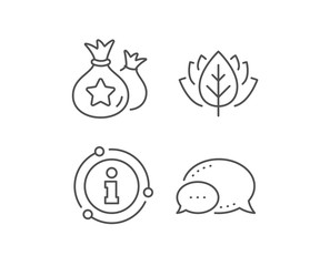 Loyalty points line icon. Chat bubble, info sign elements. Bonus money bags. Discount program symbol. Linear loyalty points outline icon. Information bubble. Vector