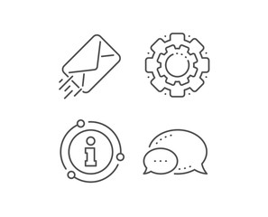 Mail delivery line icon. Chat bubble, info sign elements. Message correspondence sign. E-mail symbol. Linear e-mail outline icon. Information bubble. Vector