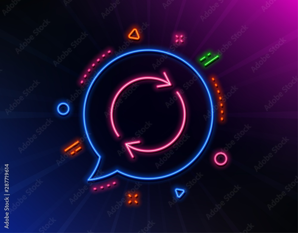 Aufkleber refresh line icon. neon laser lights. rotation arrow sign. reset or reload symbol. glow laser speech