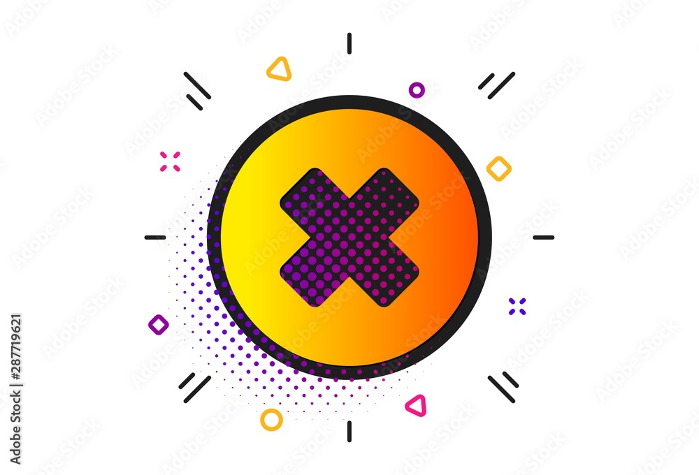 Poster remove sign. halftone circles pattern. delete icon. cancel or close symbol. classic flat close butto