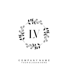 letter ,  surrounded by beautiful and elegant flowers and leaves. Wedding monogram logo template. Fashion Logo template Vectors,