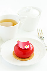 Modern mousse cake. Dessert French cuisine.