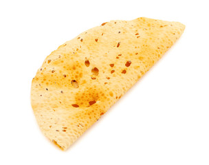 Indian Snack Dish Roasted Papad Also Know as Papadum or Crackers Isolated on White Background