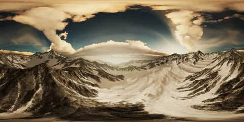 Tableaux sur verre Cho Oyu VR 360 Rays of Sunset on the Tops of the Mountains