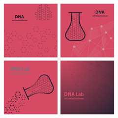 Set of Vector Background - DNA Strands coming out of a Test Tube. Creative Concept for showing Biotechnology,Innovation, Invention, Bio-Science, Clone and many other ideas.