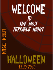 Halloween vertical background. Flyer or invitation template for Halloween party. Vector illustration.