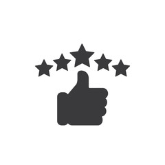 Hand and star icon for rating, feedback and review - Vector.