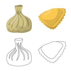 Vector illustration of products and cooking symbol. Set of products and appetizer stock vector illustration.