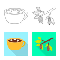 Vector design of food and yummy icon. Set of food and brown stock vector illustration.