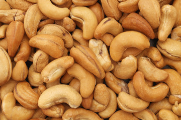Roasted cashew nuts background
