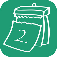 Handgezeichneter Kalender - Tag 02 auf grünem Hintergrund