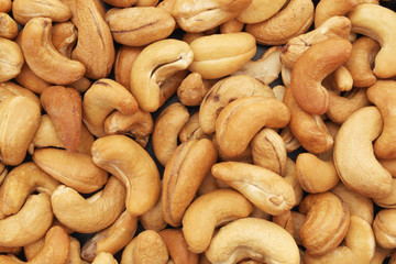 Roasted cashew nuts background