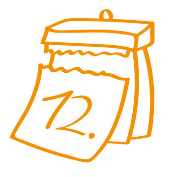 Handgezeichneter Kalender - Tag 12 in orange