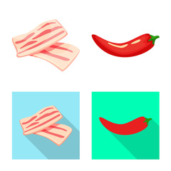 Vector illustration of taste and product sign. Set of taste and cooking stock symbol for web.