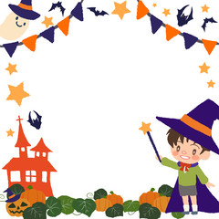 ハロウィン　子供　正方形　フレーム