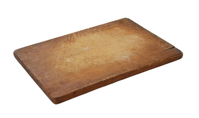 Rustic cutting board isolated on white background