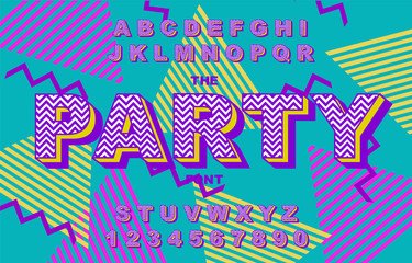 80 s retro alphabet font. Vintage Alphabet vector 80 s, 90 s Old style graphic.