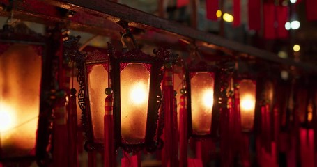 Row of lantern inside chinese temple