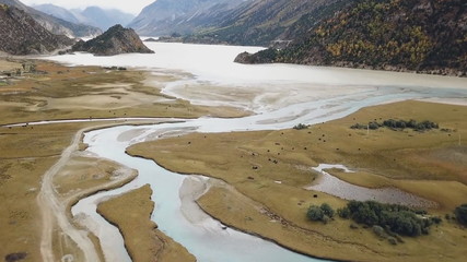 Scenery of Nyang River in Linzhi, China's Tibet (aerial photography)