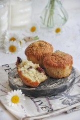 muffins with chocolate and nuts