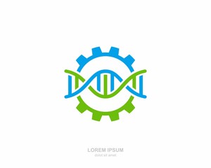 DNA gear Logo vector design template